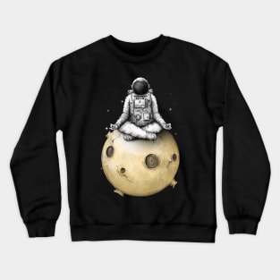 Astronaut Meditating Yoga on Asteroid Crewneck Sweatshirt